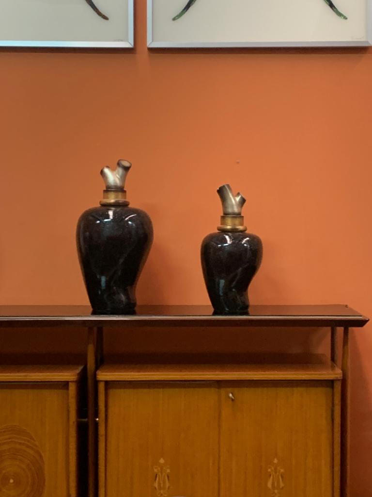 Vases décorés de Lam Lee Group, années 1980, ensemble de 2 en vente 3