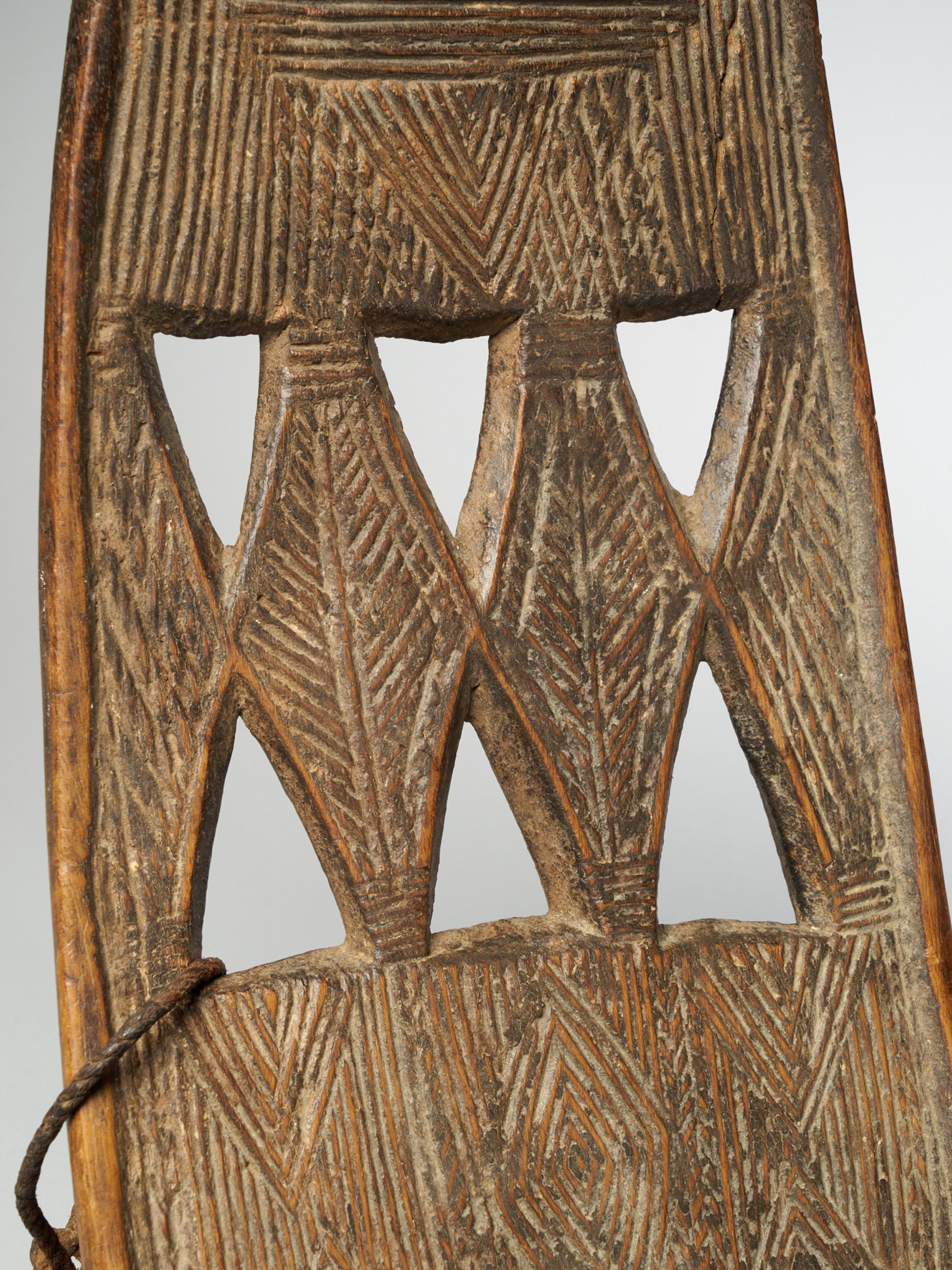 Mid-20th Century Decorated Wooden Backrest Sculptured in One Piece For Sale