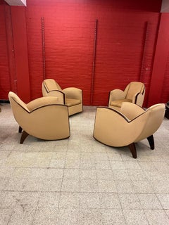 Decoration Levitan, 4 Elegant Art Deco Armchairs, circa 1930