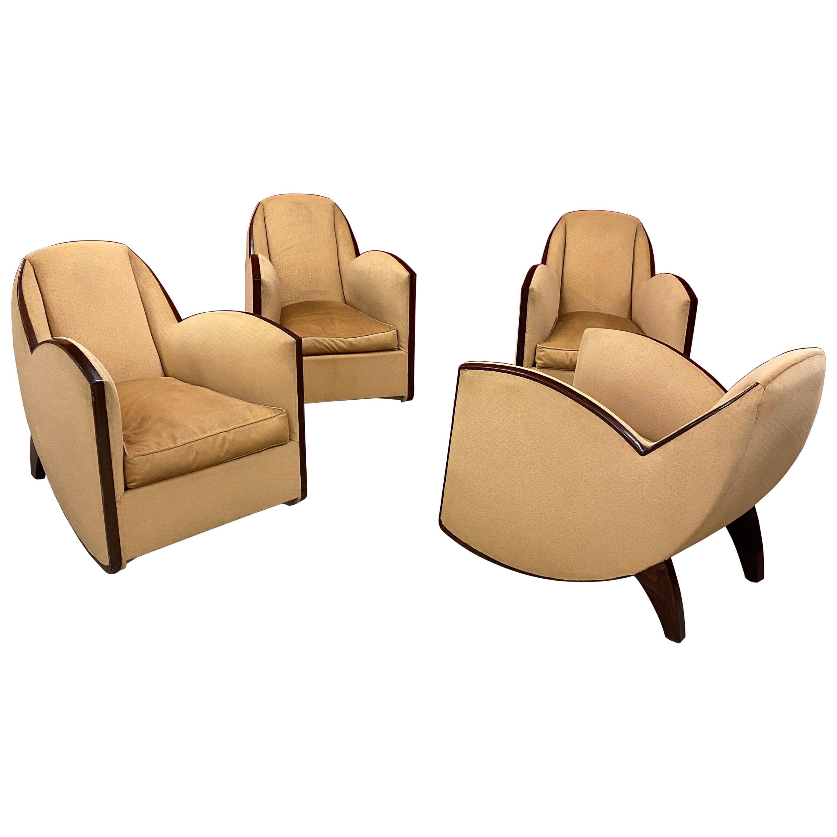 Decoration Levitan, 4 Elegant Art Deco Armchairs, circa 1930 For Sale