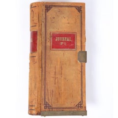 Decorativ Large Accounting Ledger / Journal in Leather With Brass Fittings