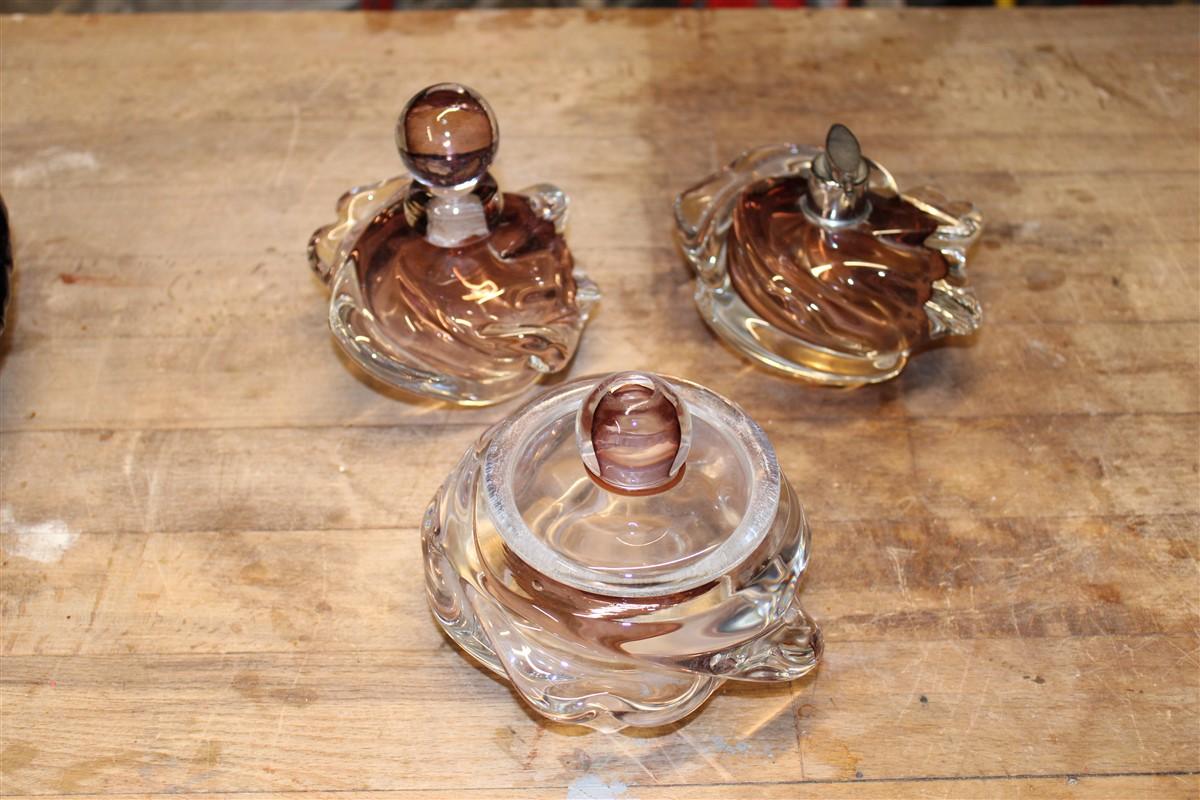 Decorativ Massif Vanity Set Murano Glass 1940s Seguso Italy perfume jar In Good Condition For Sale In Palermo, Sicily