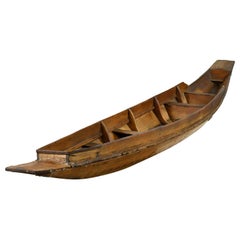 Antique Decorative 12' Long Wooden Oyster Boat from South East Asia, 20th Century