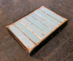 Decorative 16th-Century Tile Glazed in Turquoise with an Iron Frame