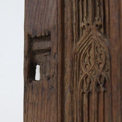 Decorative 17th Century Oak Carved Gothic Cabinet Door / Panel