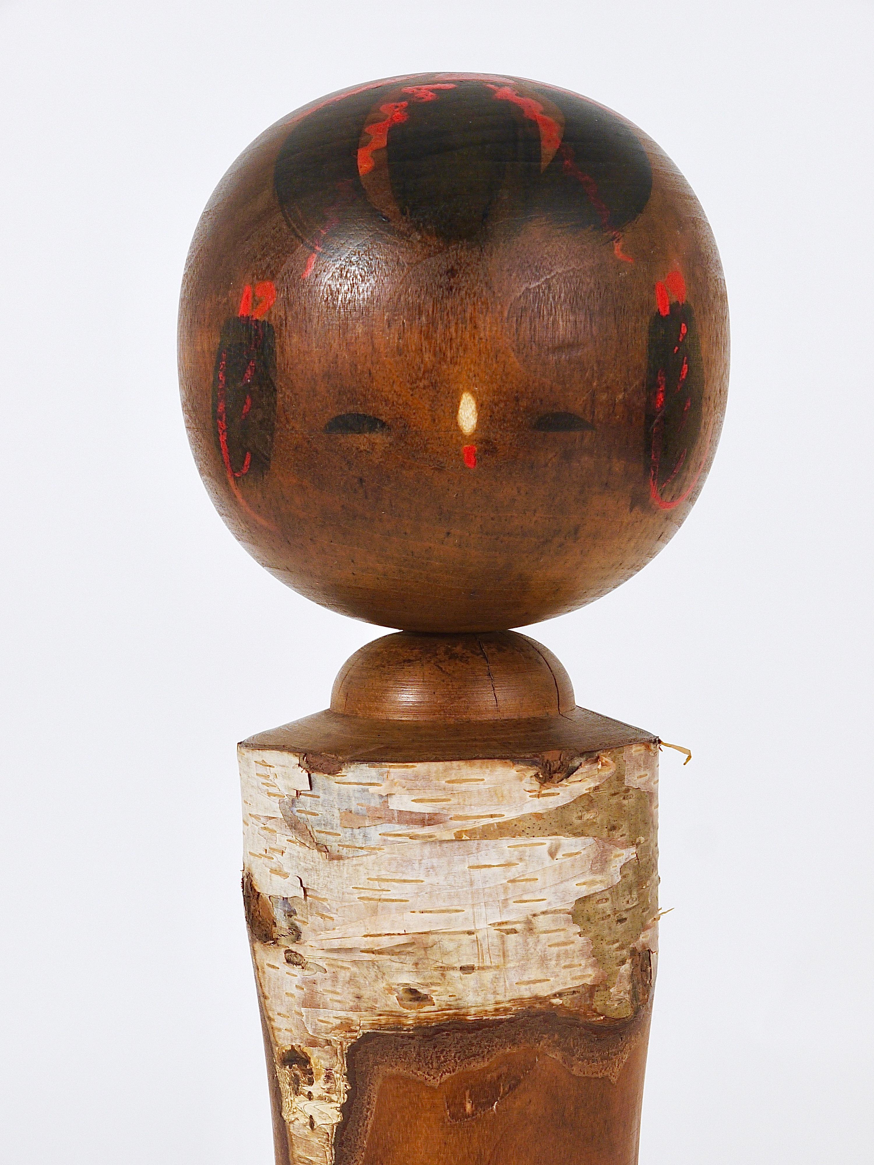 20th Century Decorative Kokeshi Doll Sculpture from Northern Japan, Hand-Painted For Sale