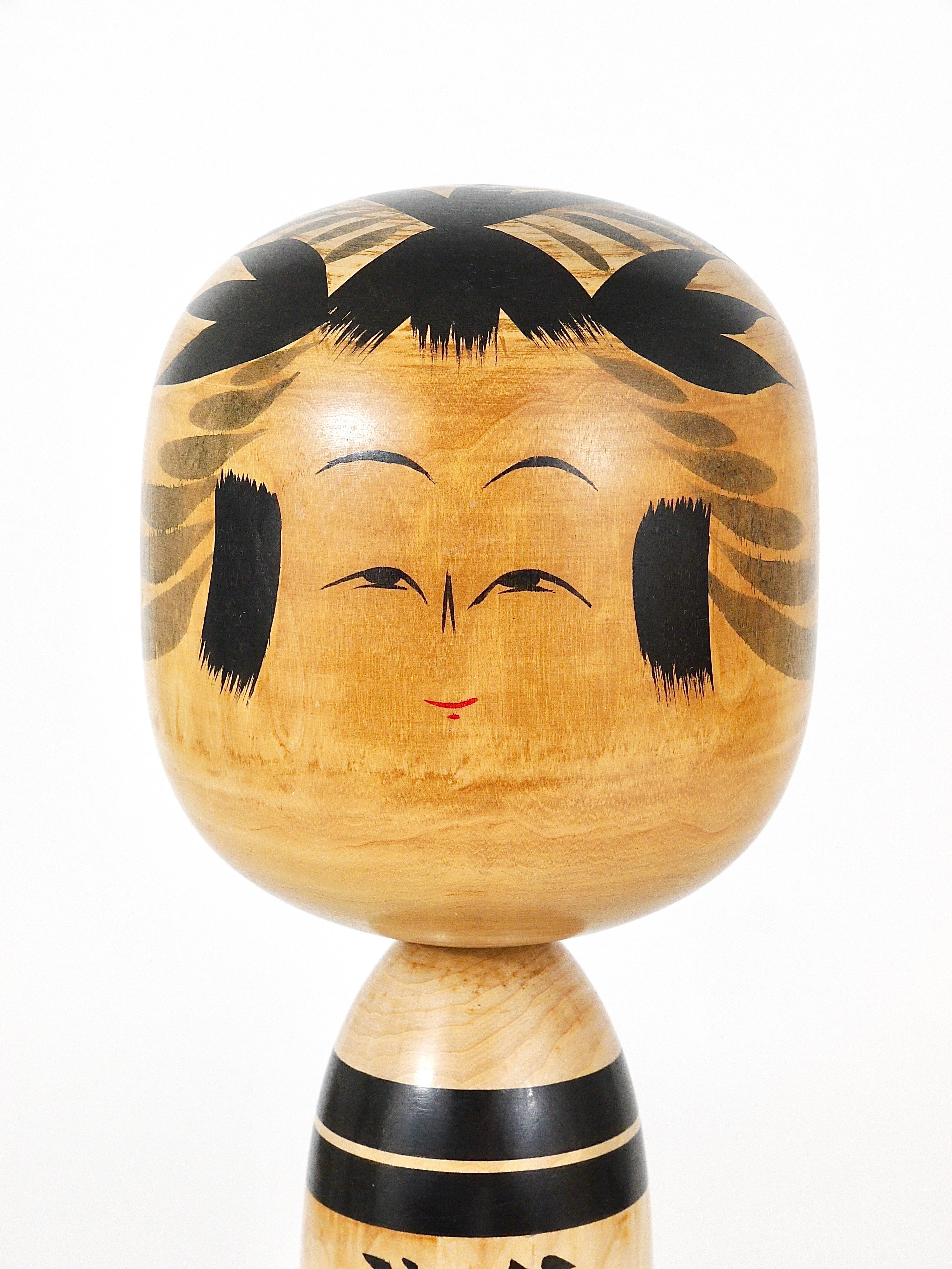 Hand-Carved Decorative Togatta Kokeshi Doll Sculpture from Northern Japan, Hand-Painted For Sale
