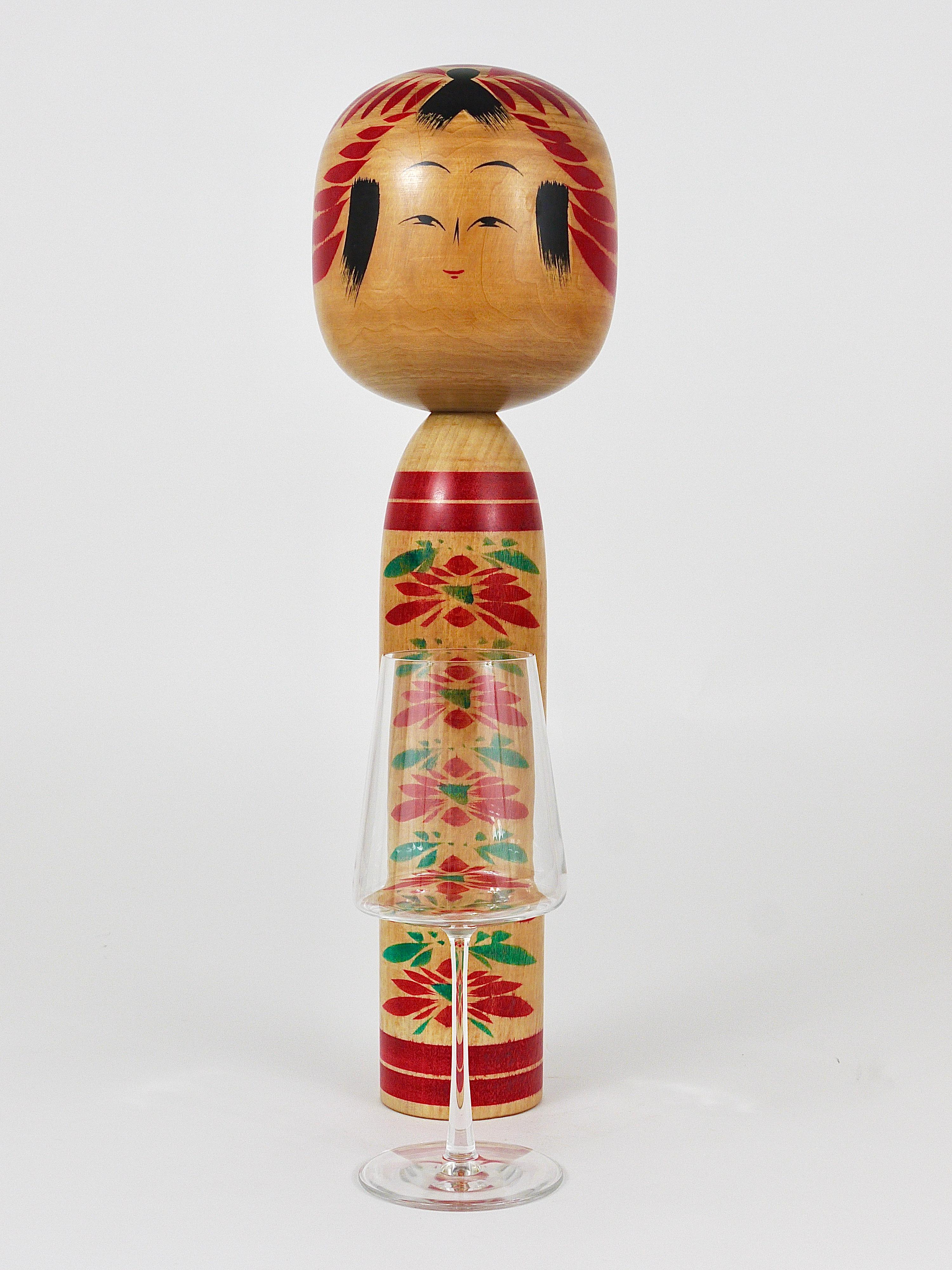 20th Century Decorative Togatta Kokeshi Doll Sculpture from Northern Japan, Hand-Painted For Sale