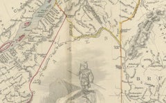 Decorative 1850s Map of Eastern Canada and New Brunswick with Historic Vignettes