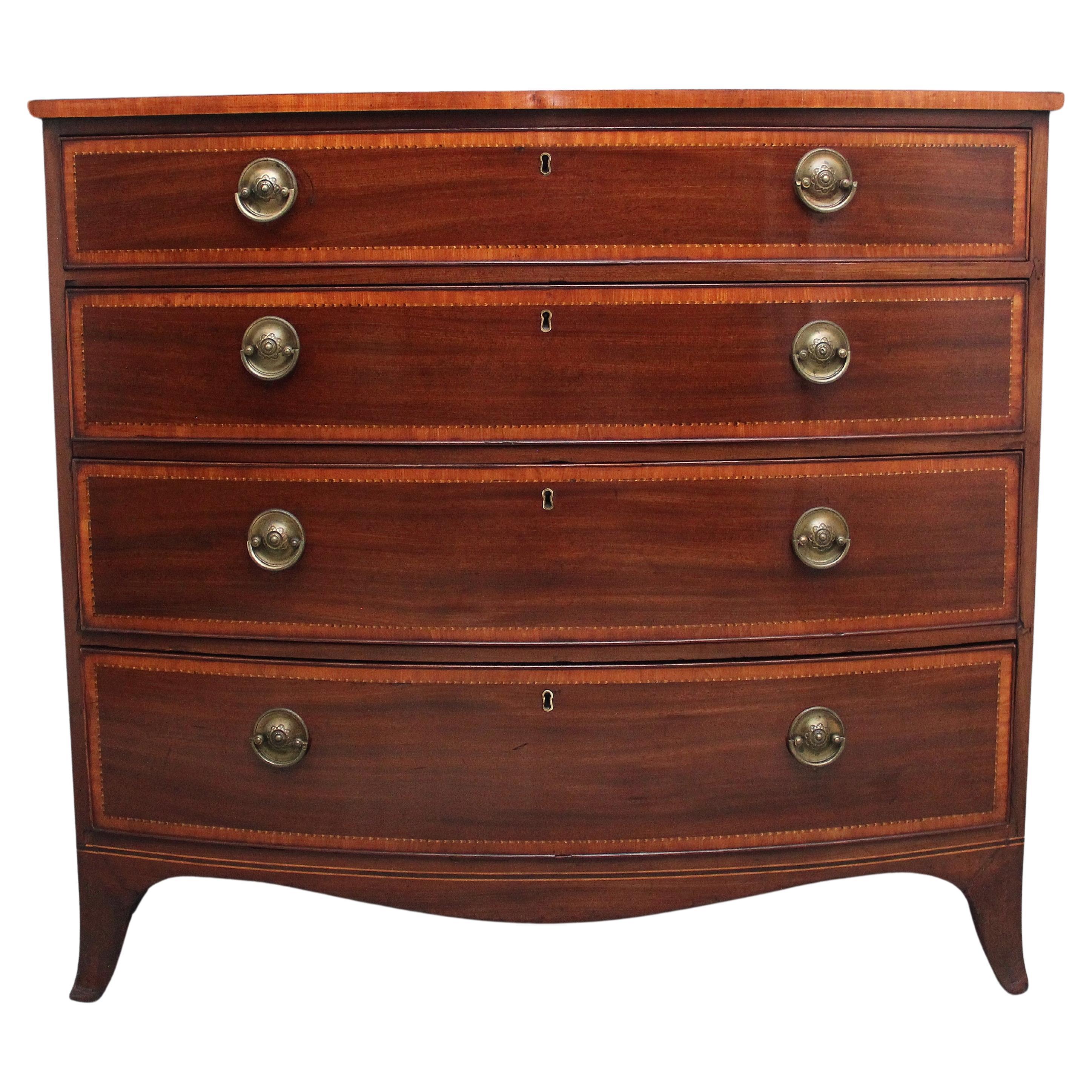 Decorative 18th Century mahogany bowfront chest of drawers For Sale