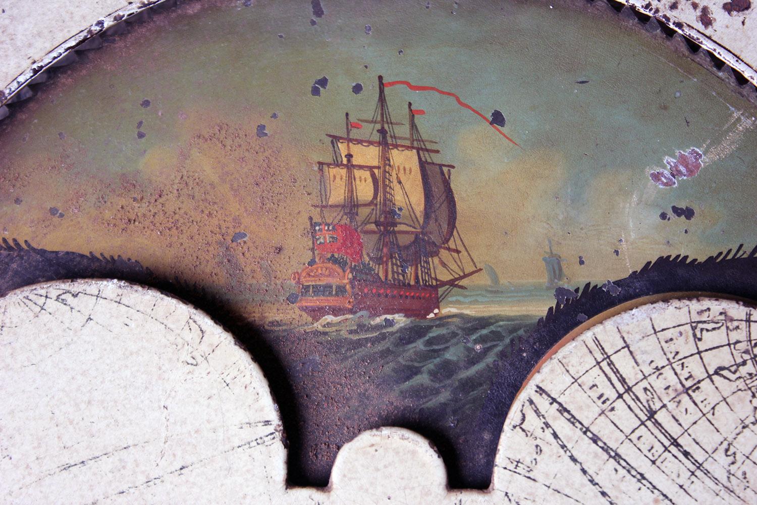 Decorative 18th Century Moon Phase Painted Longcase Clock Dial, circa 1780-1790 1