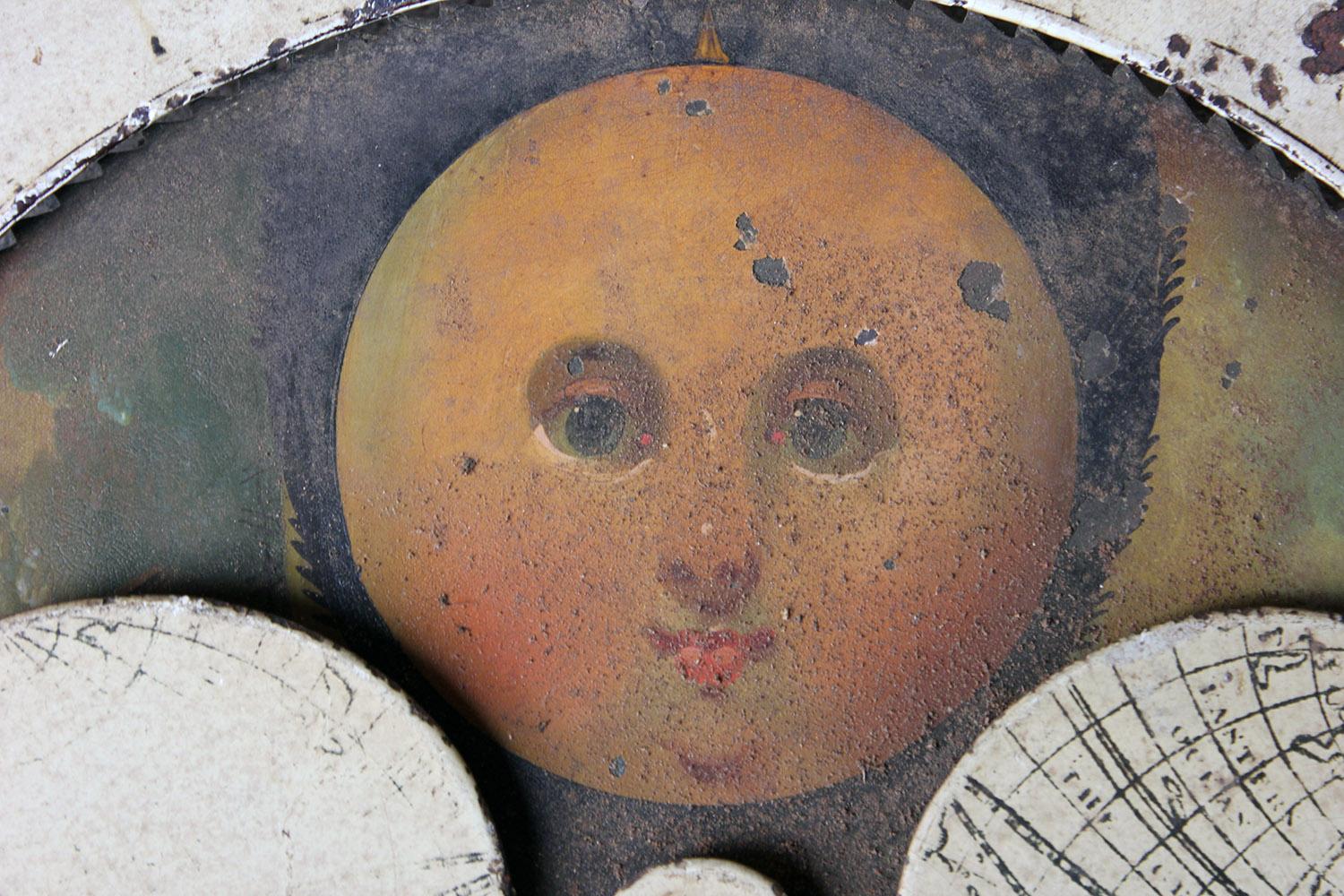 Decorative 18th Century Moon Phase Painted Longcase Clock Dial, circa 1780-1790 2