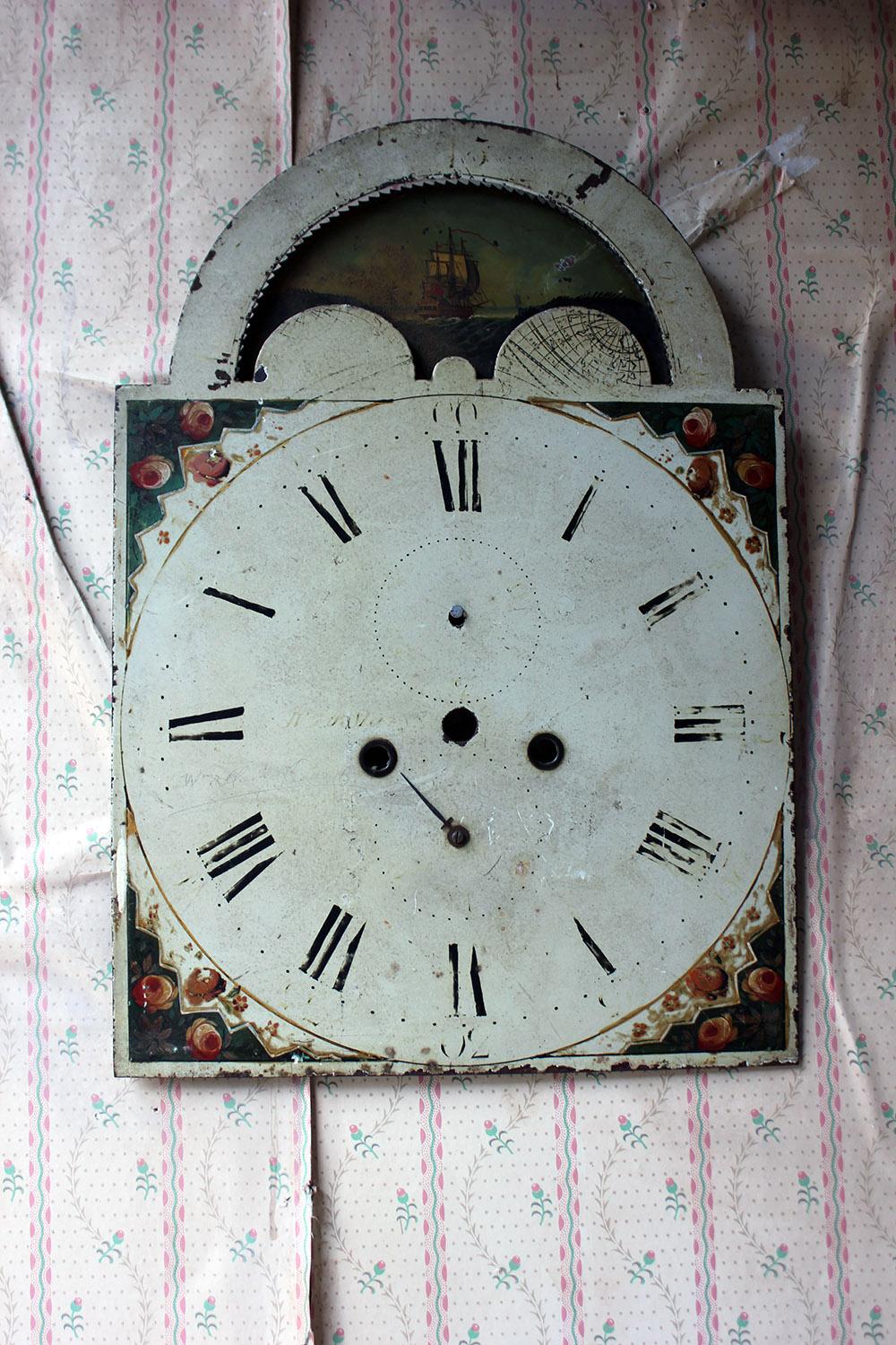 Decorative 18th Century Moon Phase Painted Longcase Clock Dial, circa 1780-1790 8
