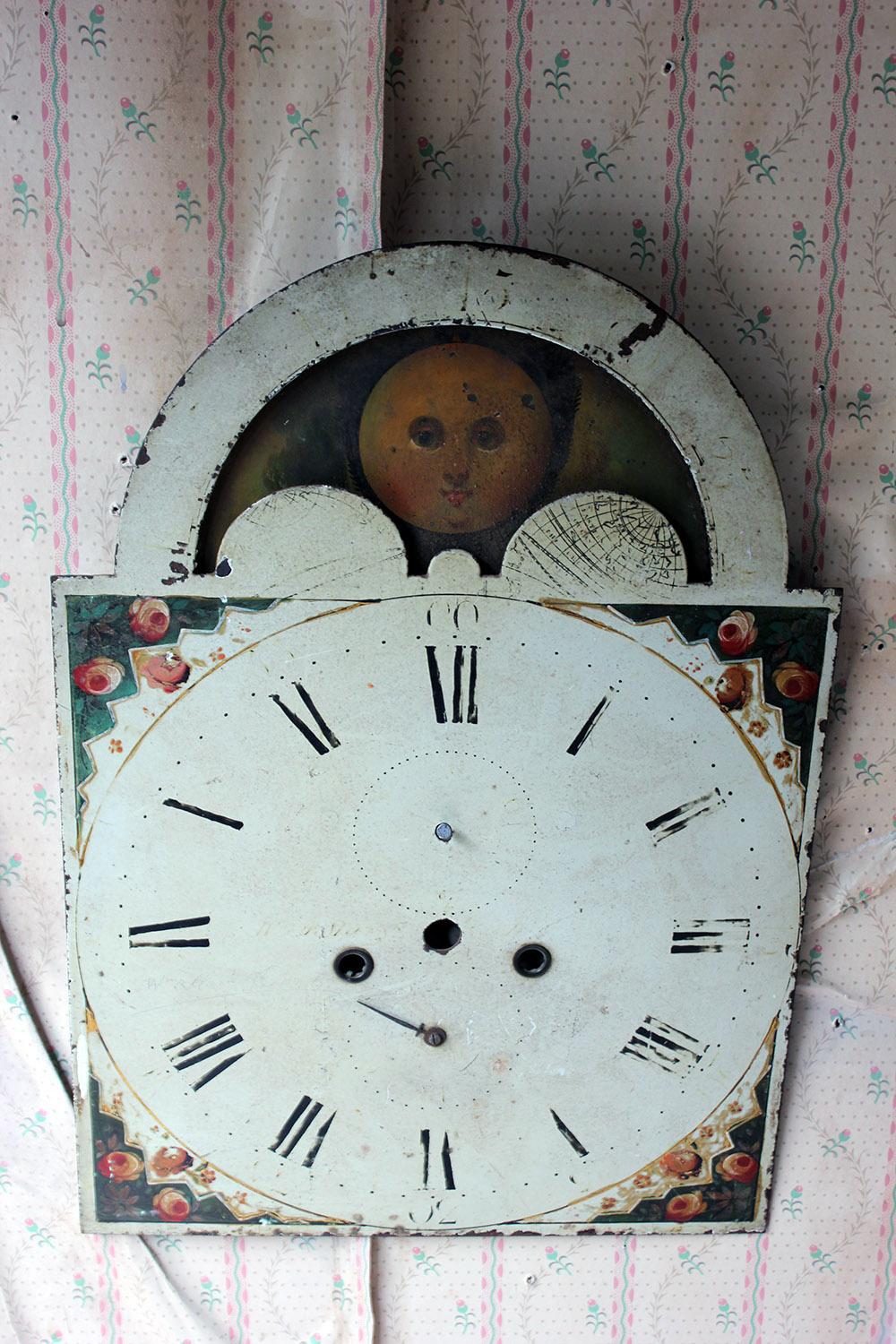 Decorative 18th Century Moon Phase Painted Longcase Clock Dial, circa 1780-1790 10
