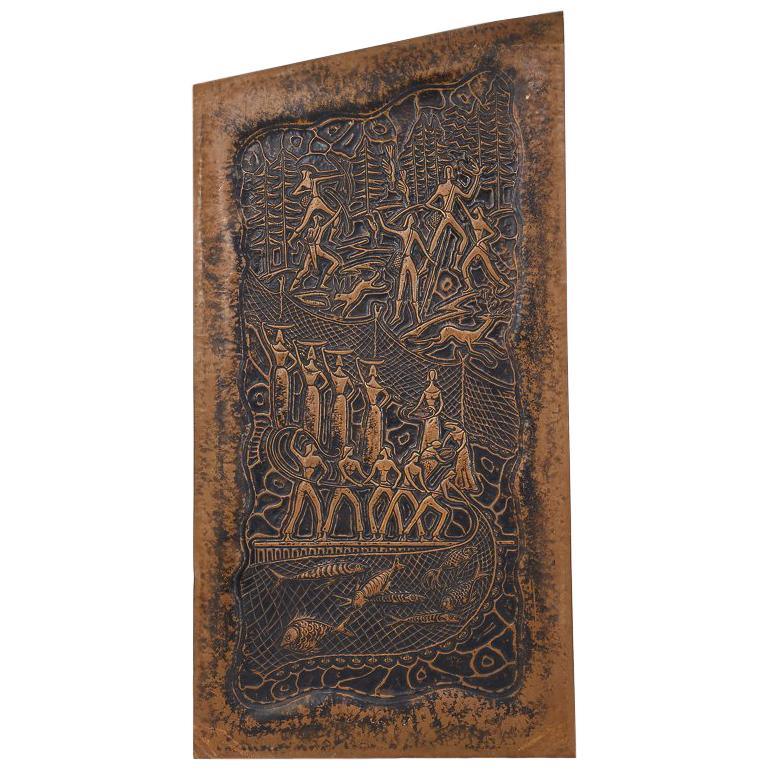 Decorative 1950s Copper Panel For Sale