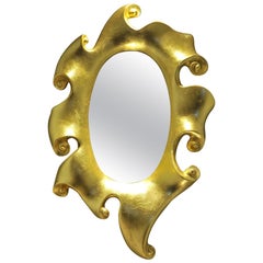 Large gold gilt Decorative 1980s swirl mirror