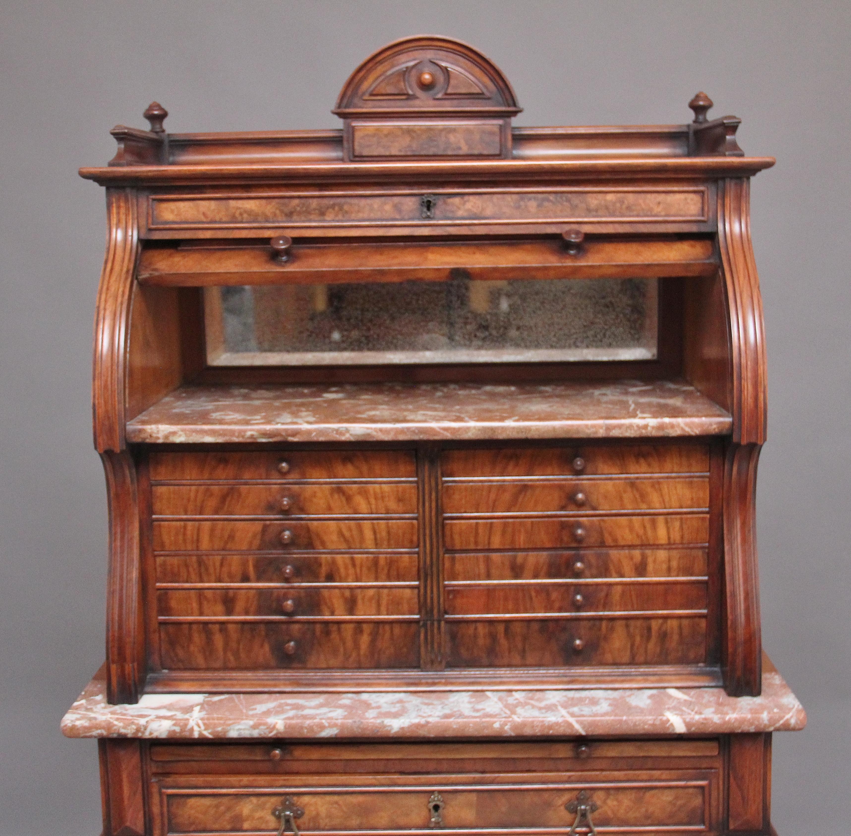 Mid-19th Century Decorative 19th Century Burr Walnut Dentist Cabinet For Sale