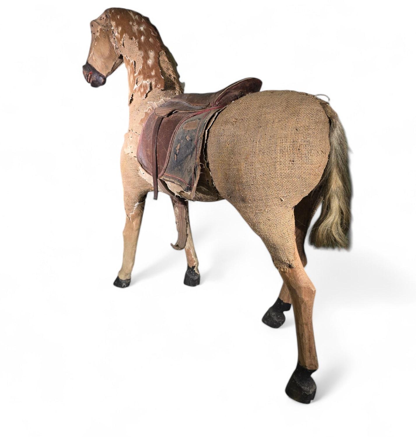 Decorative 19th-Century Carved Wooden Horse For Sale 5