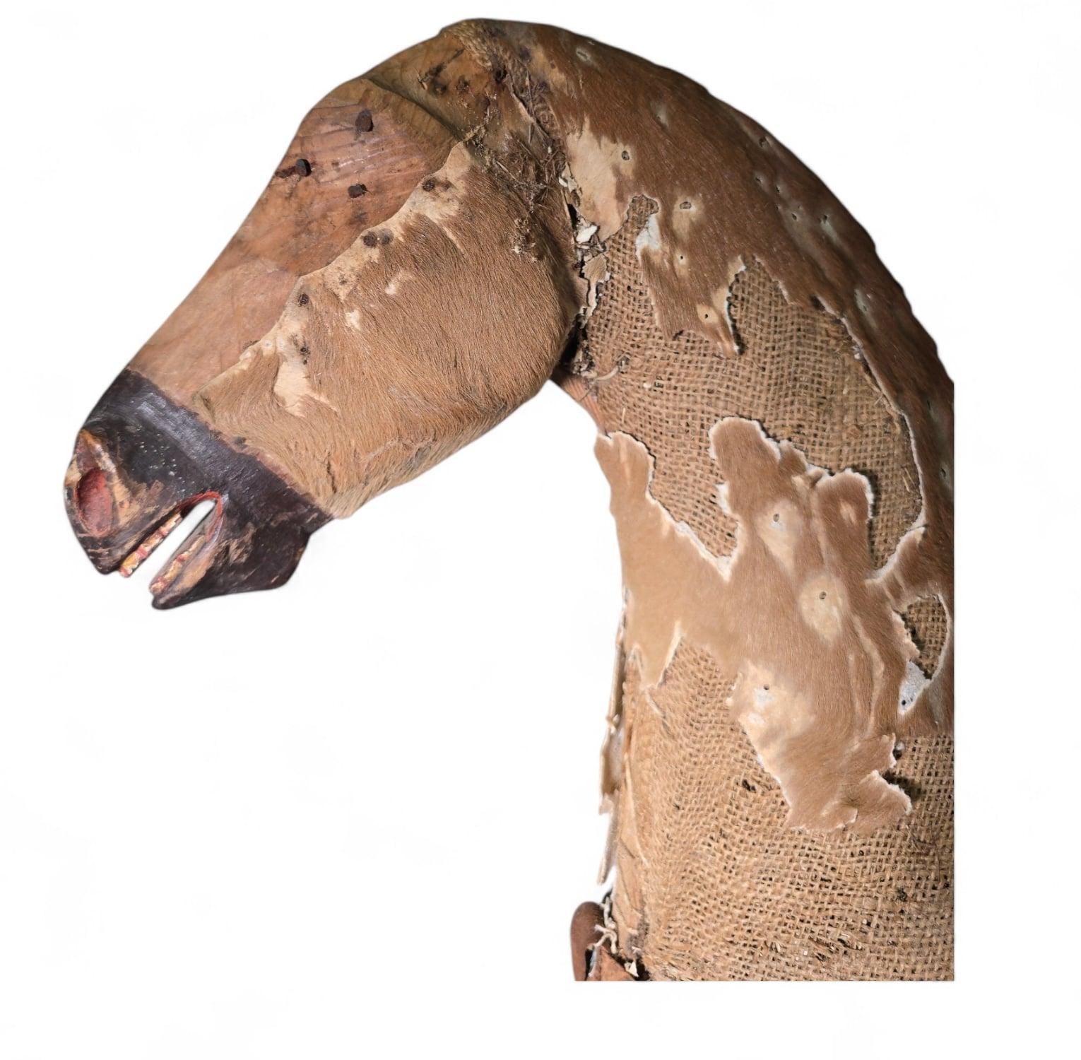 Decorative 19th-Century Carved Wooden Horse For Sale 7