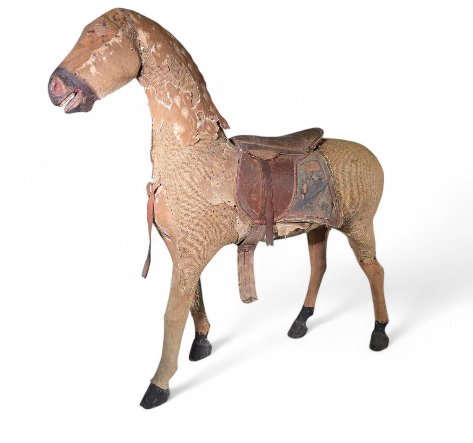 Decorative 19th-Century Carved Wooden Horse For Sale 8