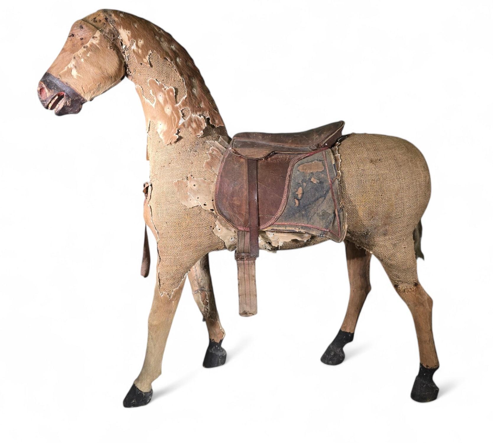 Decorative 19th-Century Carved Wooden Horse For Sale 9