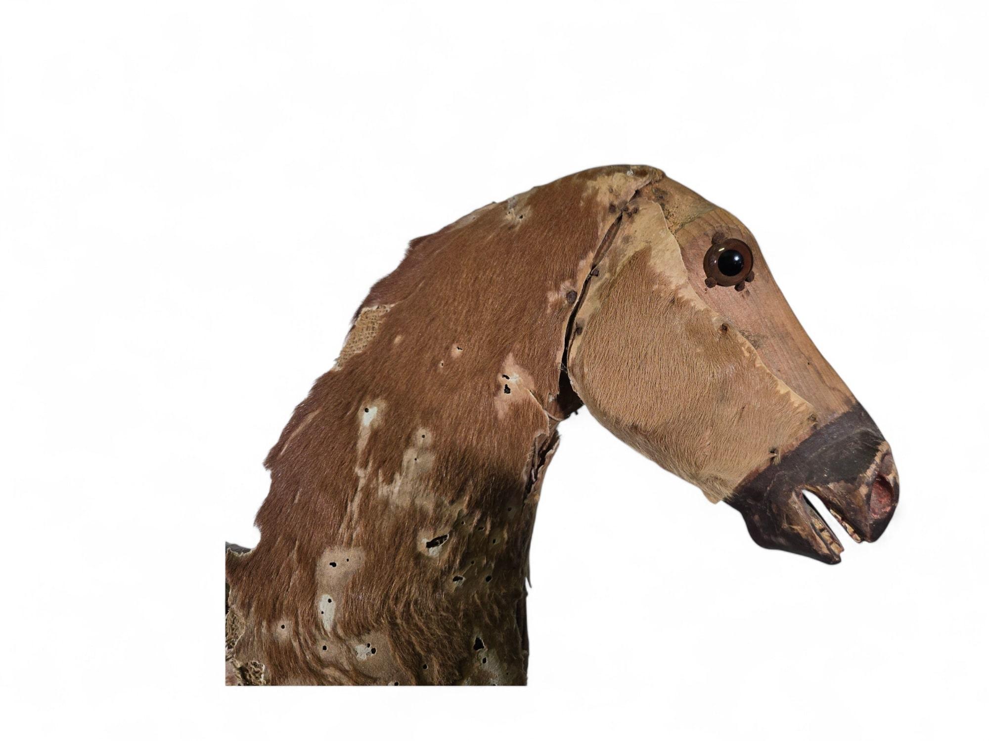 Fruitwood Decorative 19th-Century Carved Wooden Horse For Sale