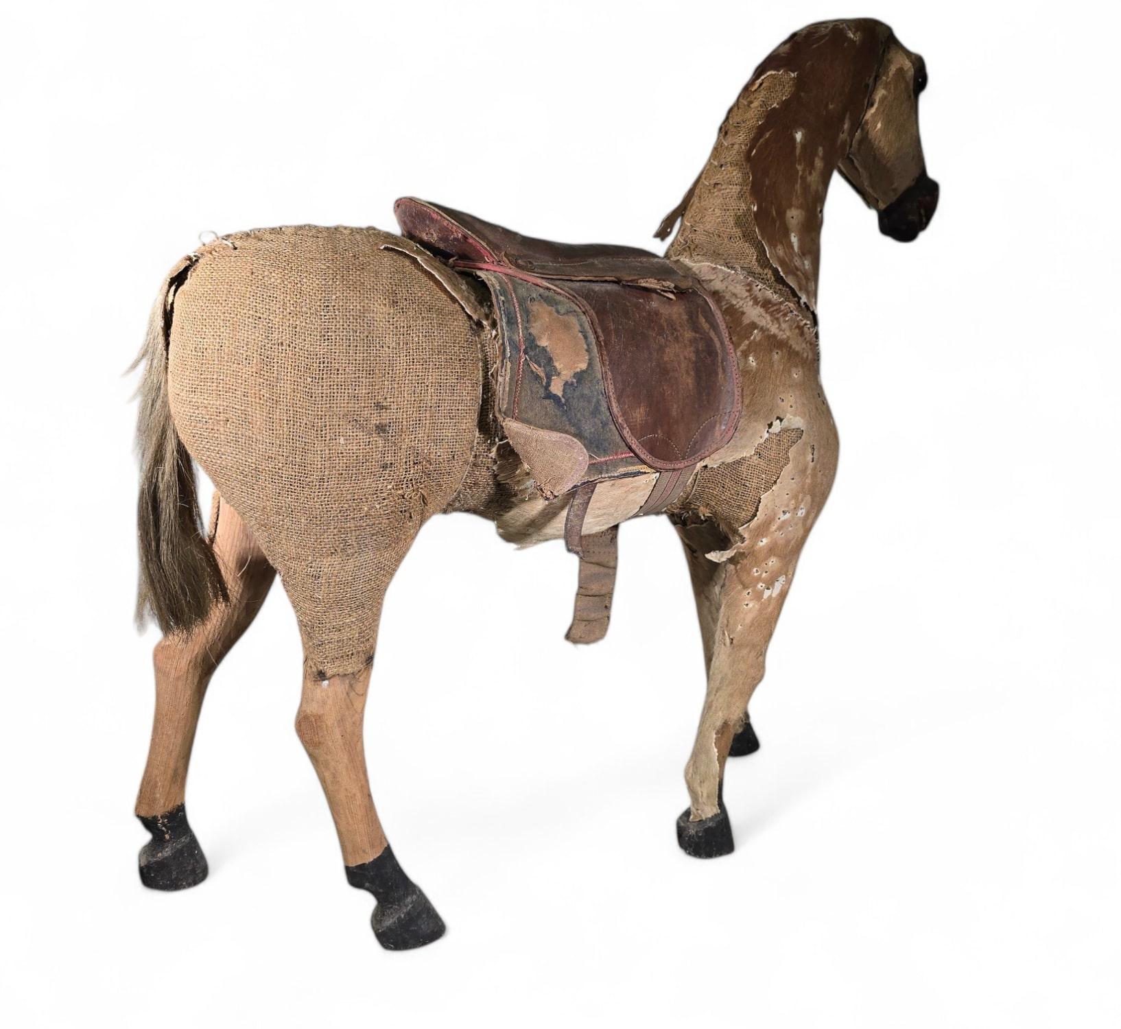Decorative 19th-Century Carved Wooden Horse For Sale 2