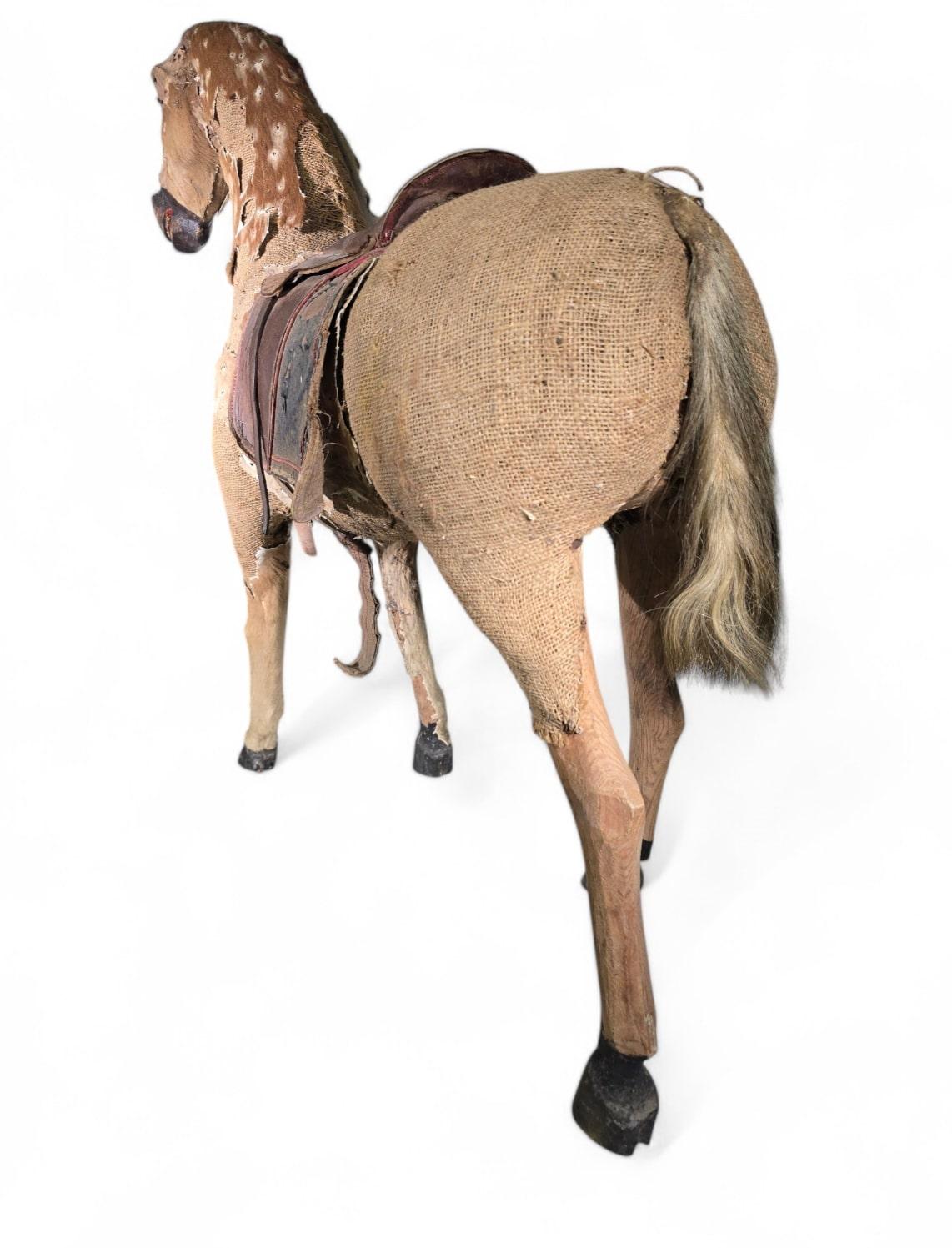 Decorative 19th-Century Carved Wooden Horse For Sale 4
