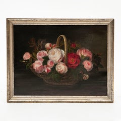 Decorative 19th Century Oil Painting of Roses, I.L. Jensen School