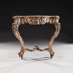 Decorative 19th Century Silver Gilt Italian Console Table with Shaped Marble Top