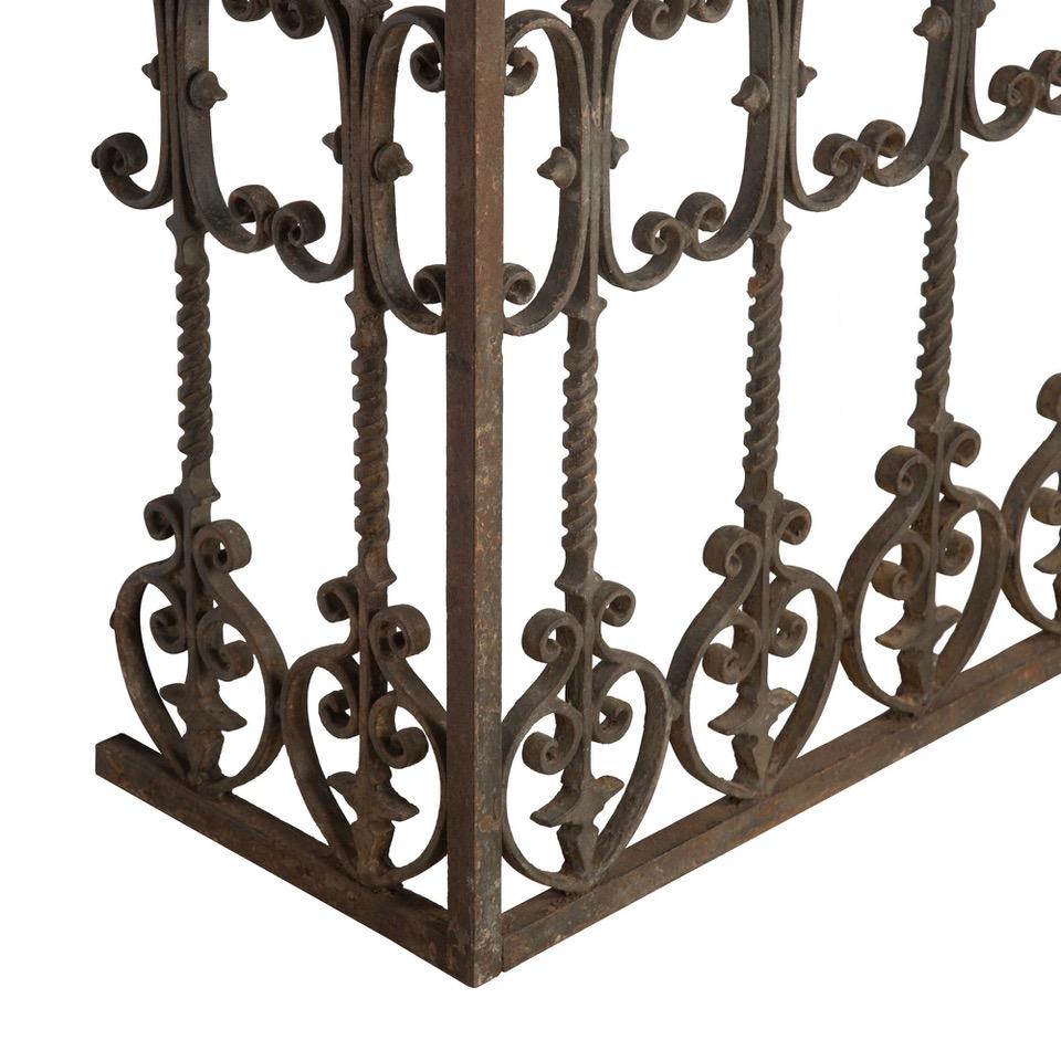 Decorative 19th Century Wrought Iron Balcony or Console with Fossil Marble Top 1