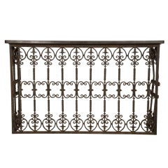 Decorative 19th Century Wrought Iron Balcony or Console with Fossil Marble Top