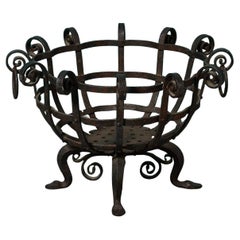 Antique Decorative 19th Century Wrought Iron Fire Basket
