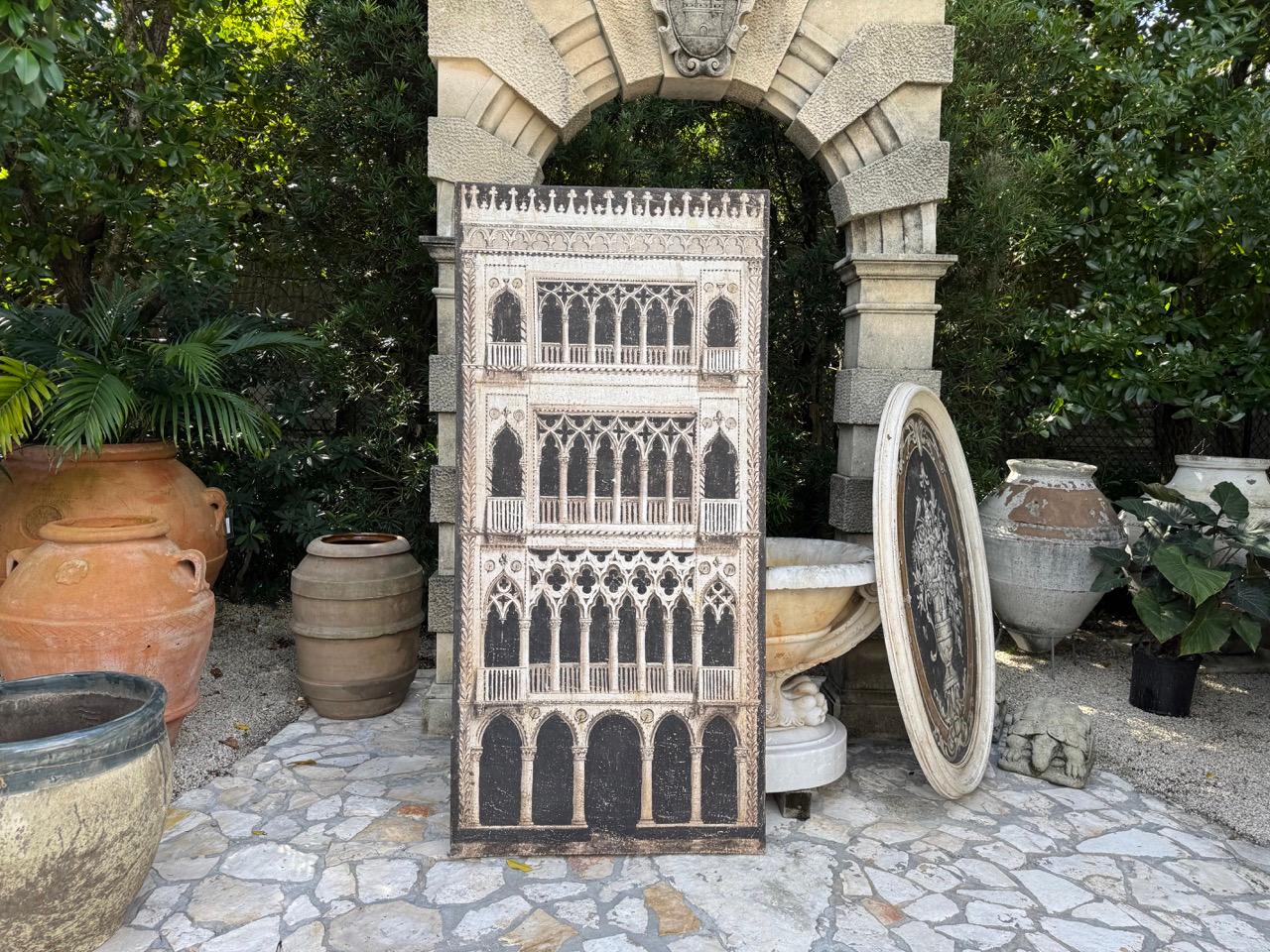 Dekorative Architekturmalerei des 20. Jahrhunderts in Gouache - Venezianischer Palazzo im Angebot 4