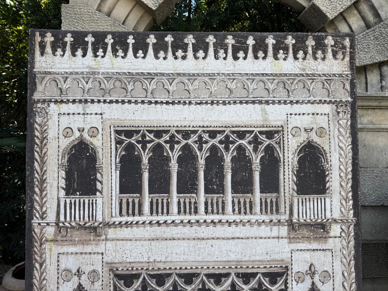 Dekorative Architekturmalerei des 20. Jahrhunderts in Gouache - Venezianischer Palazzo im Angebot 6