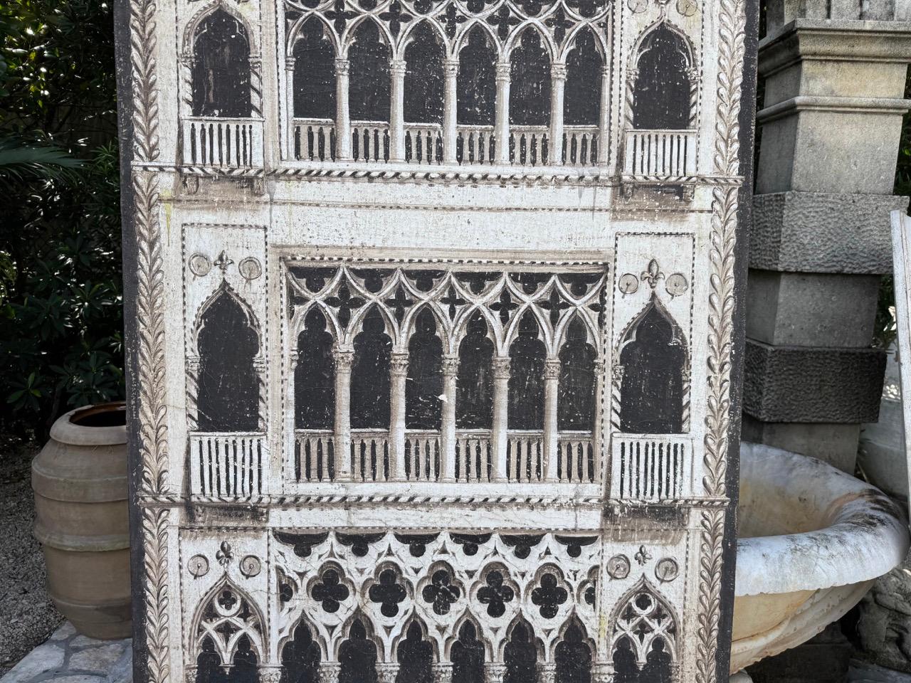 Dekorative Architekturmalerei des 20. Jahrhunderts in Gouache - Venezianischer Palazzo im Angebot 7