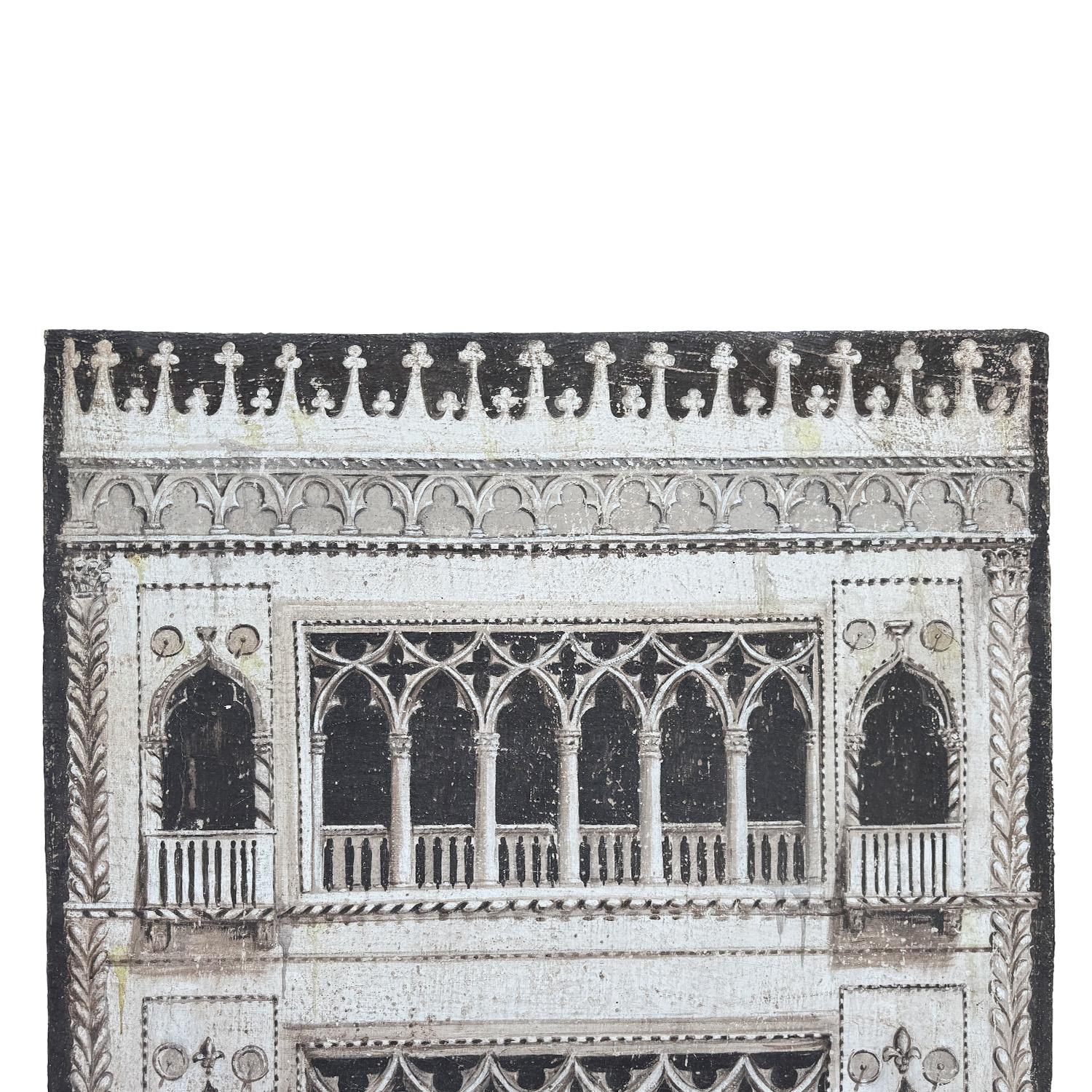Dekorative Architekturmalerei des 20. Jahrhunderts in Gouache - Venezianischer Palazzo (Renaissance) im Angebot