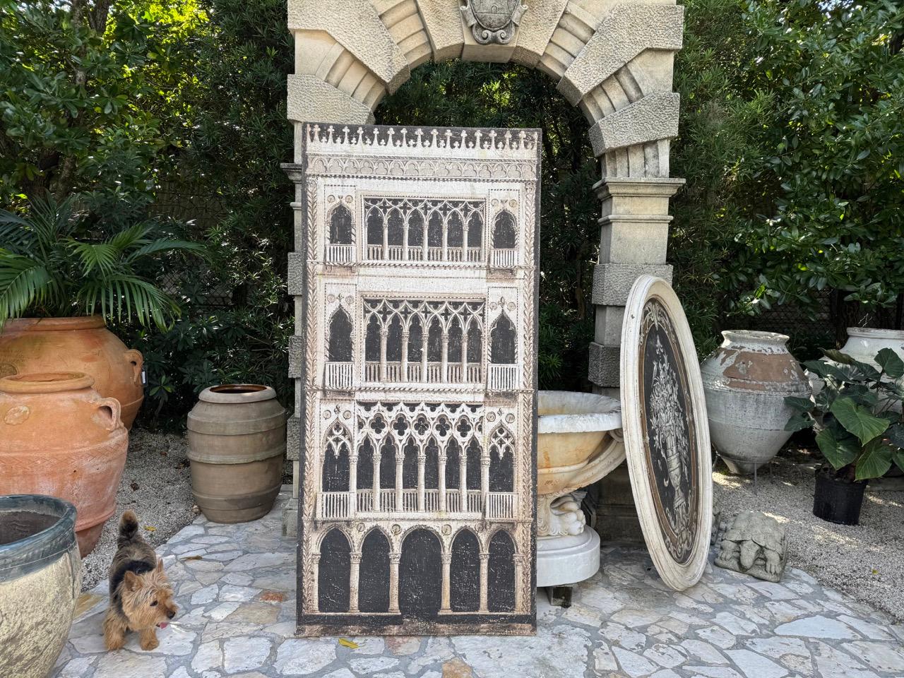 Dekorative Architekturmalerei des 20. Jahrhunderts in Gouache - Venezianischer Palazzo im Angebot 2