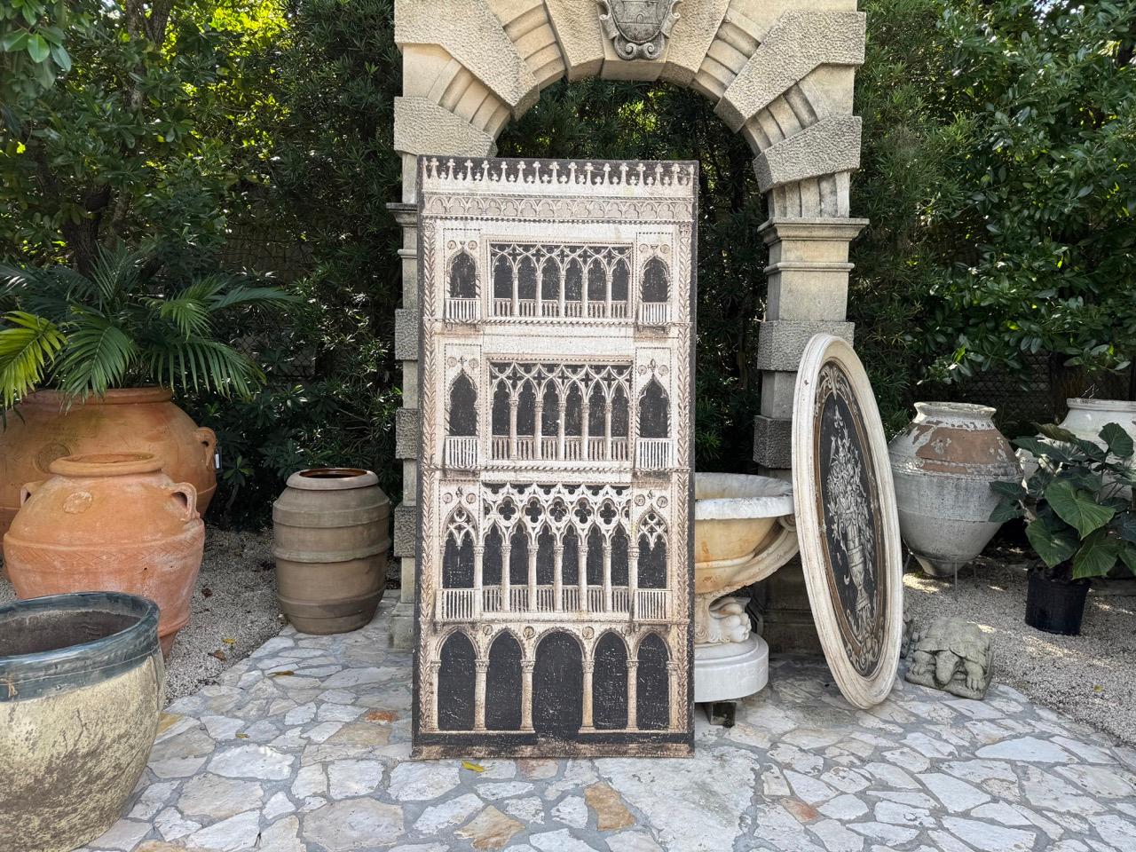 Dekorative Architekturmalerei des 20. Jahrhunderts in Gouache - Venezianischer Palazzo im Angebot 3