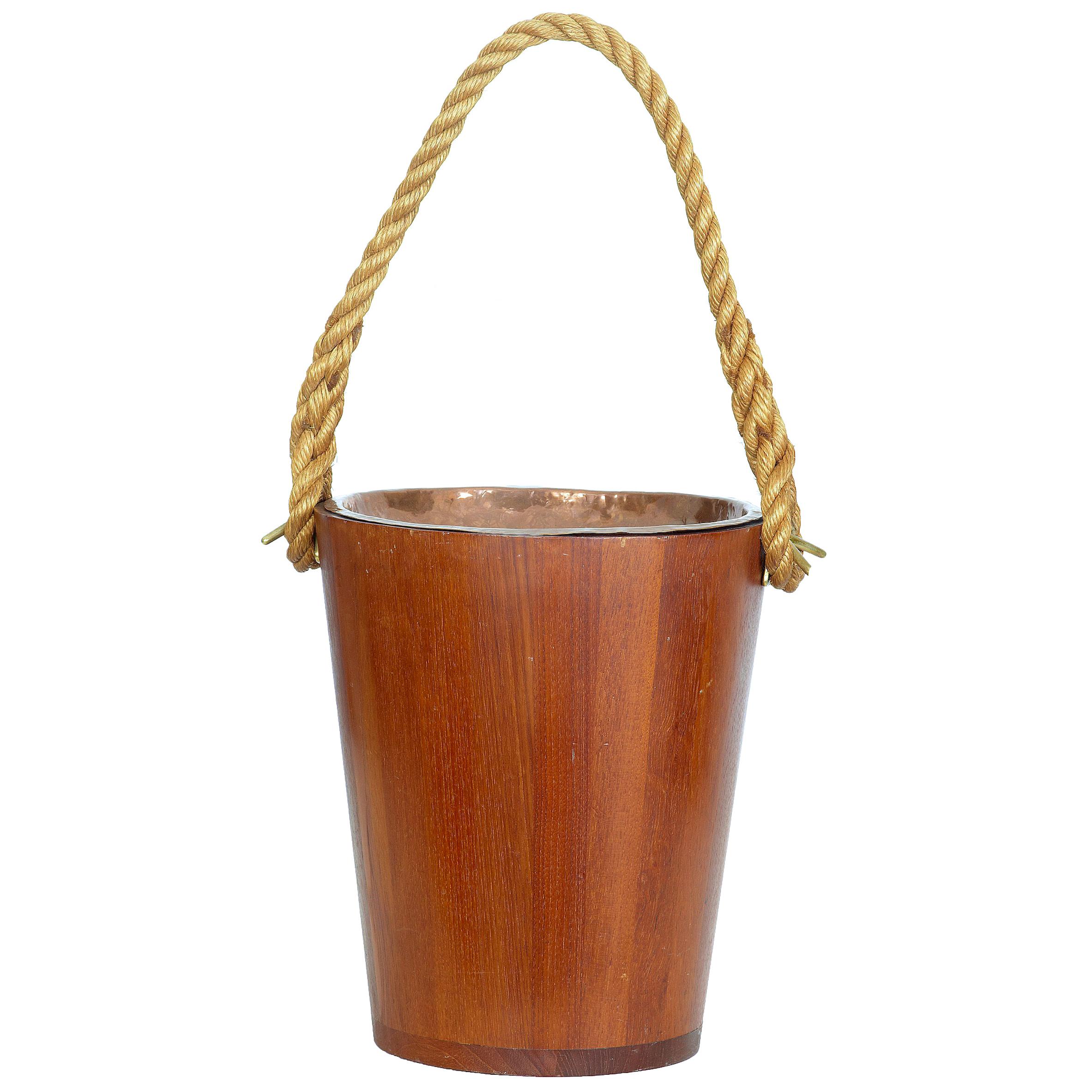 Vintage Weathered Wood Bucket with Metal Handle at 1stDibs