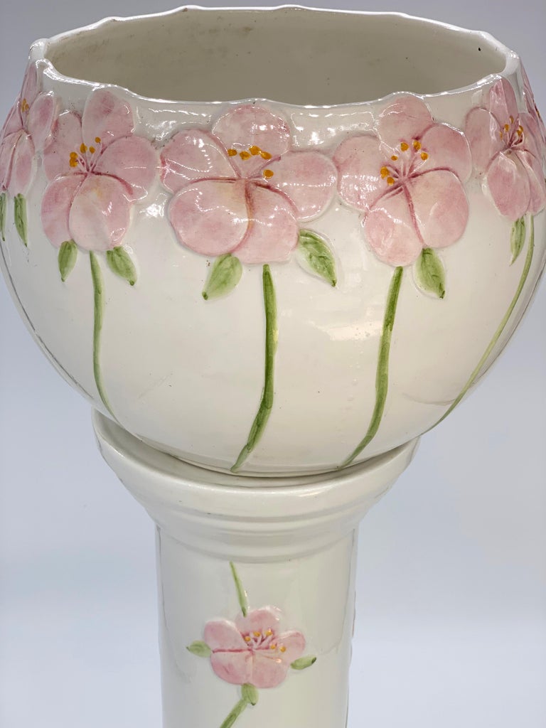 Decorative 20th Century White Porcelain Jardinière/ Flower Pot with