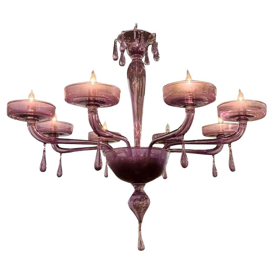 Decorative 8 Arm Lavender Murano Chandelier