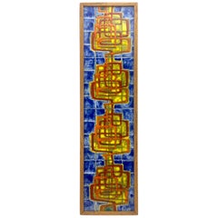 Decorative Abstract Painted Tile, 1970s