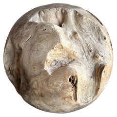 Decorative Abstract Teak Wood Sphere, Modern Organic, with stunning textures