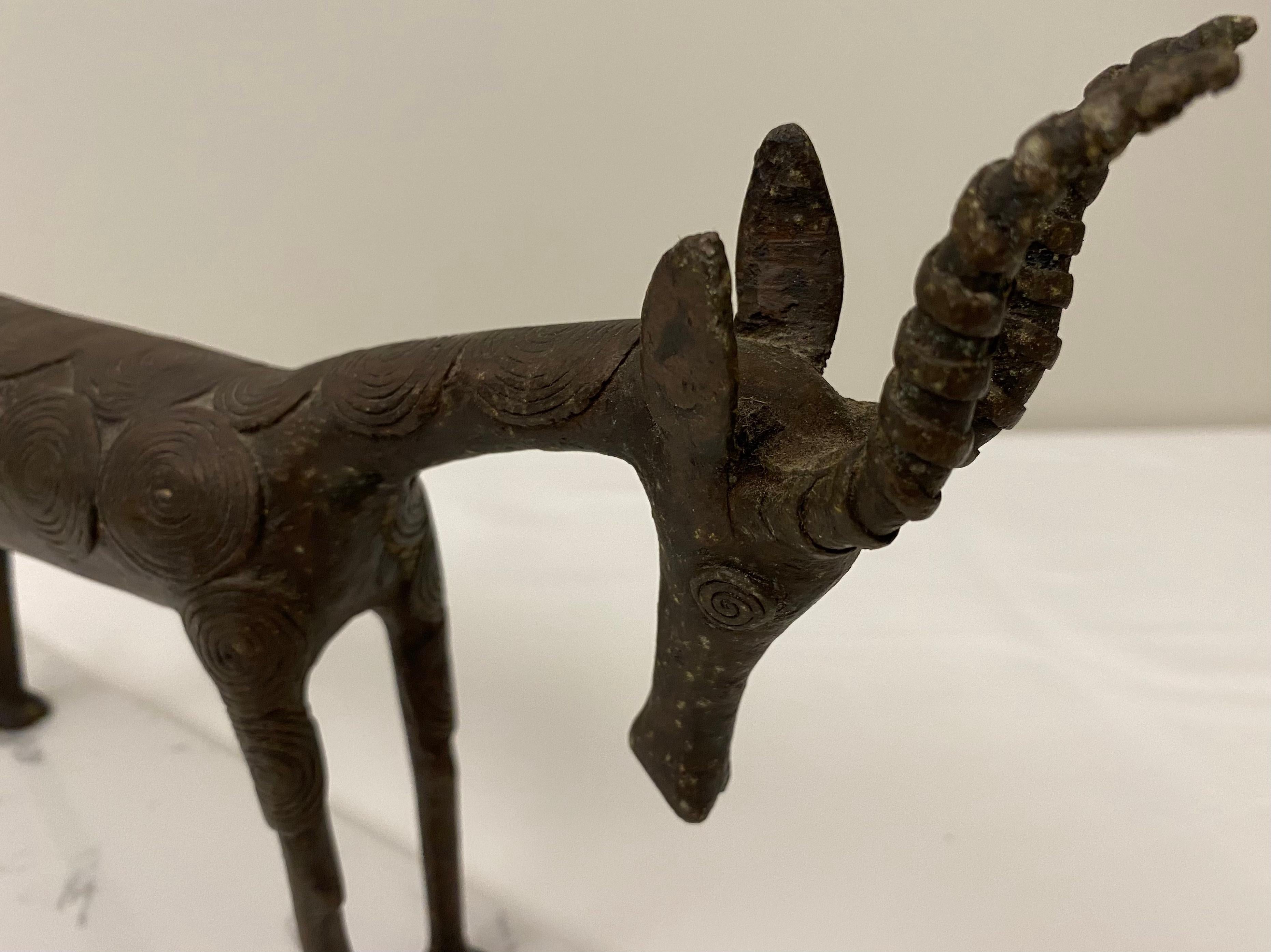 Decorative African Antelope Sculpture from the Tribal People of Benin In Good Condition For Sale In Miami, FL