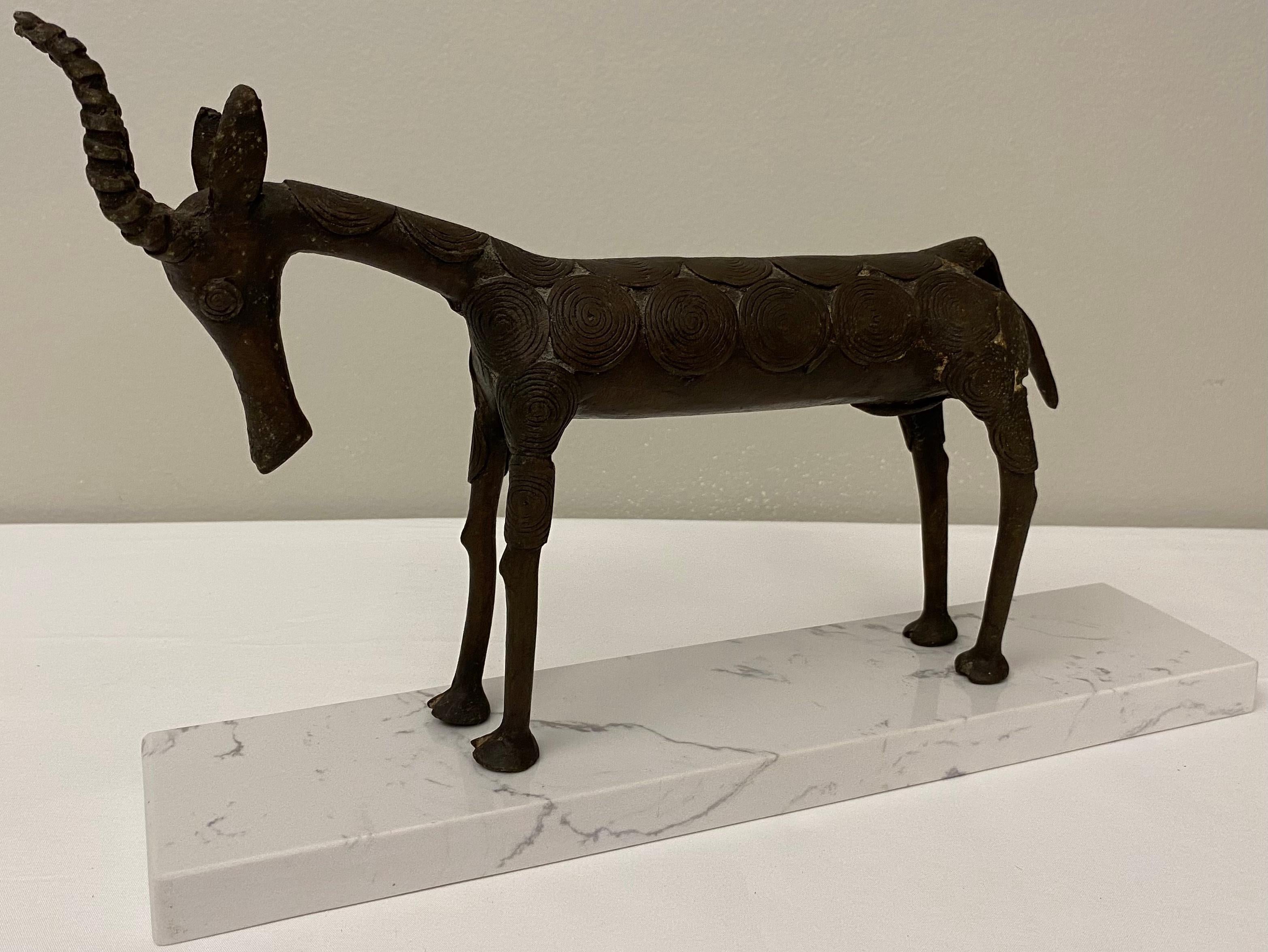 Bronze Decorative African Antelope Sculpture from the Tribal People of Benin For Sale