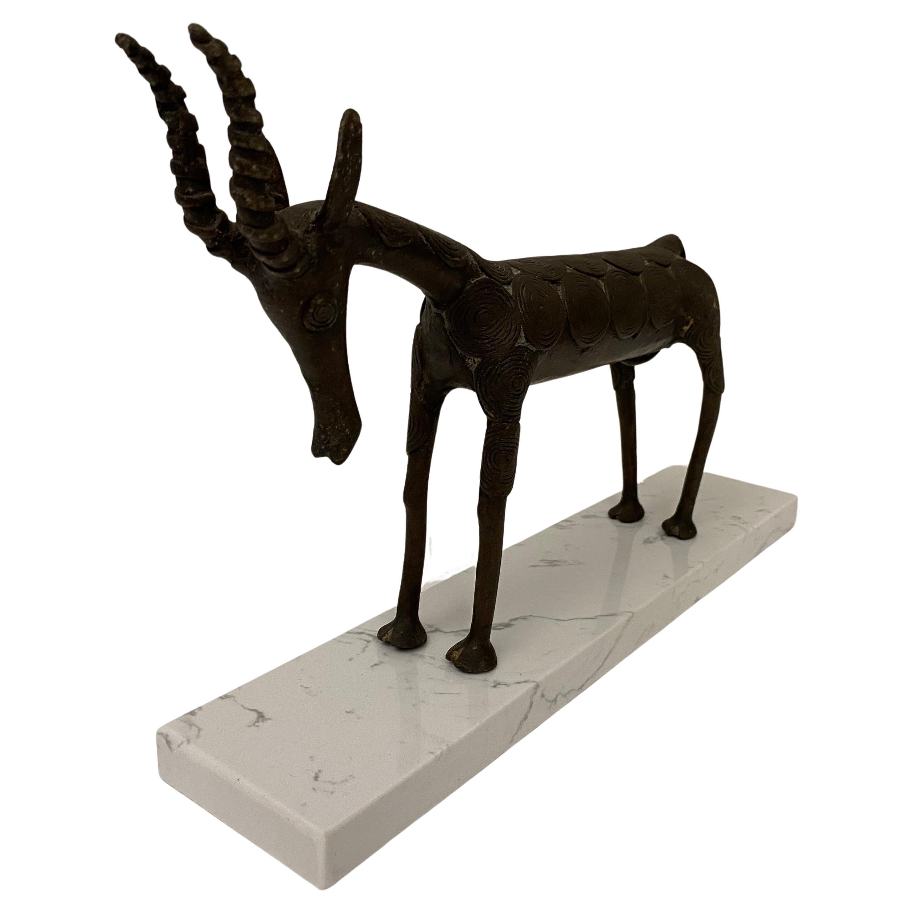 Decorative African Antelope Sculpture from the Tribal People of Benin For Sale
