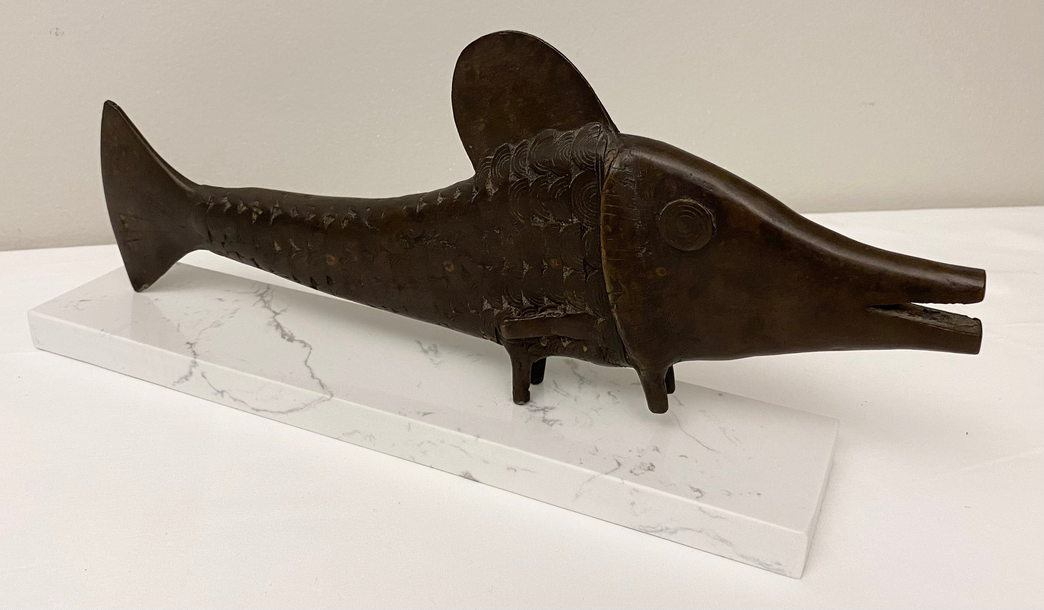Beninese Decorative African Bronze Fish from the Tribal People of Benin For Sale
