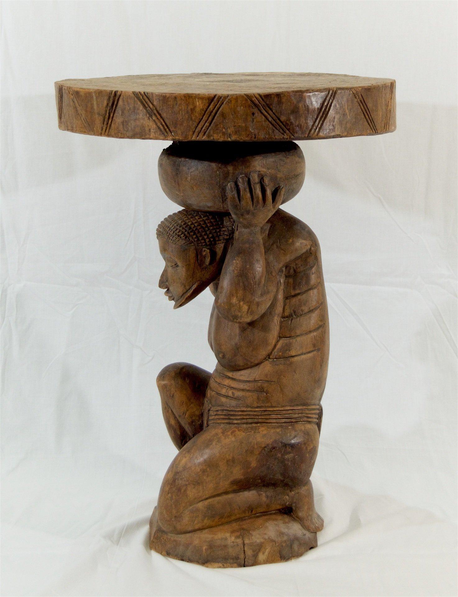 20th Century Decorative African Carved Wood Side Table