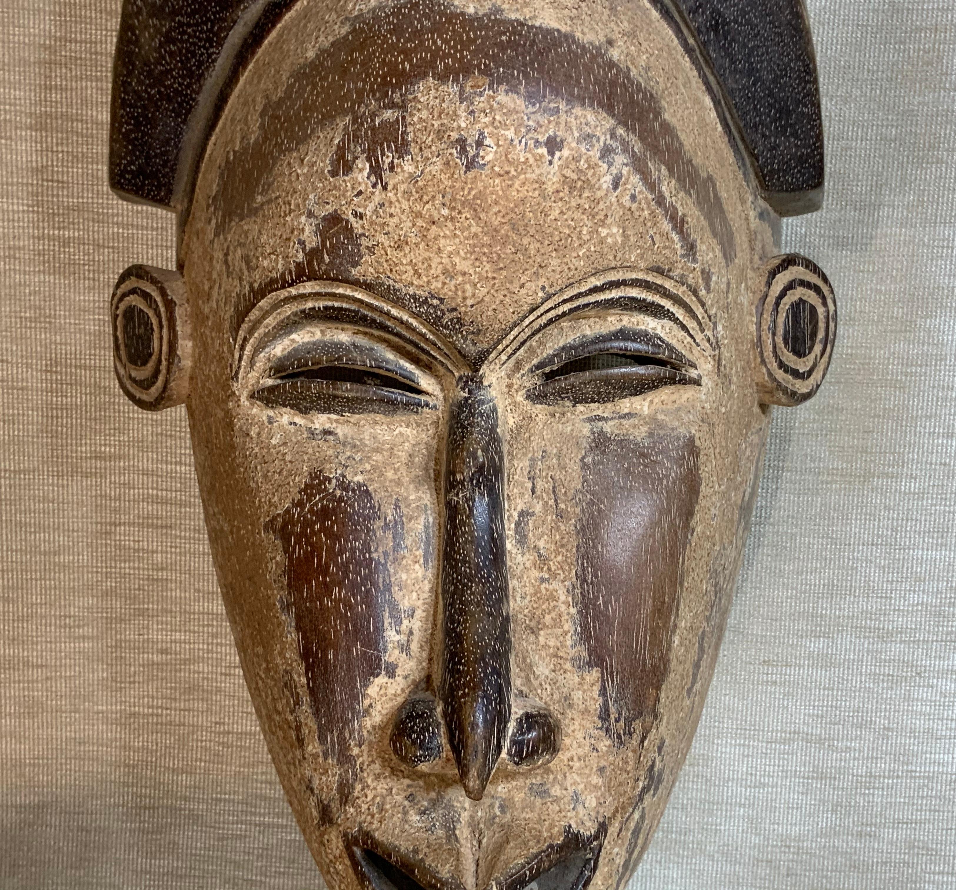 Decorative African Folk Art Midcentury Tribal Wood Mask 3